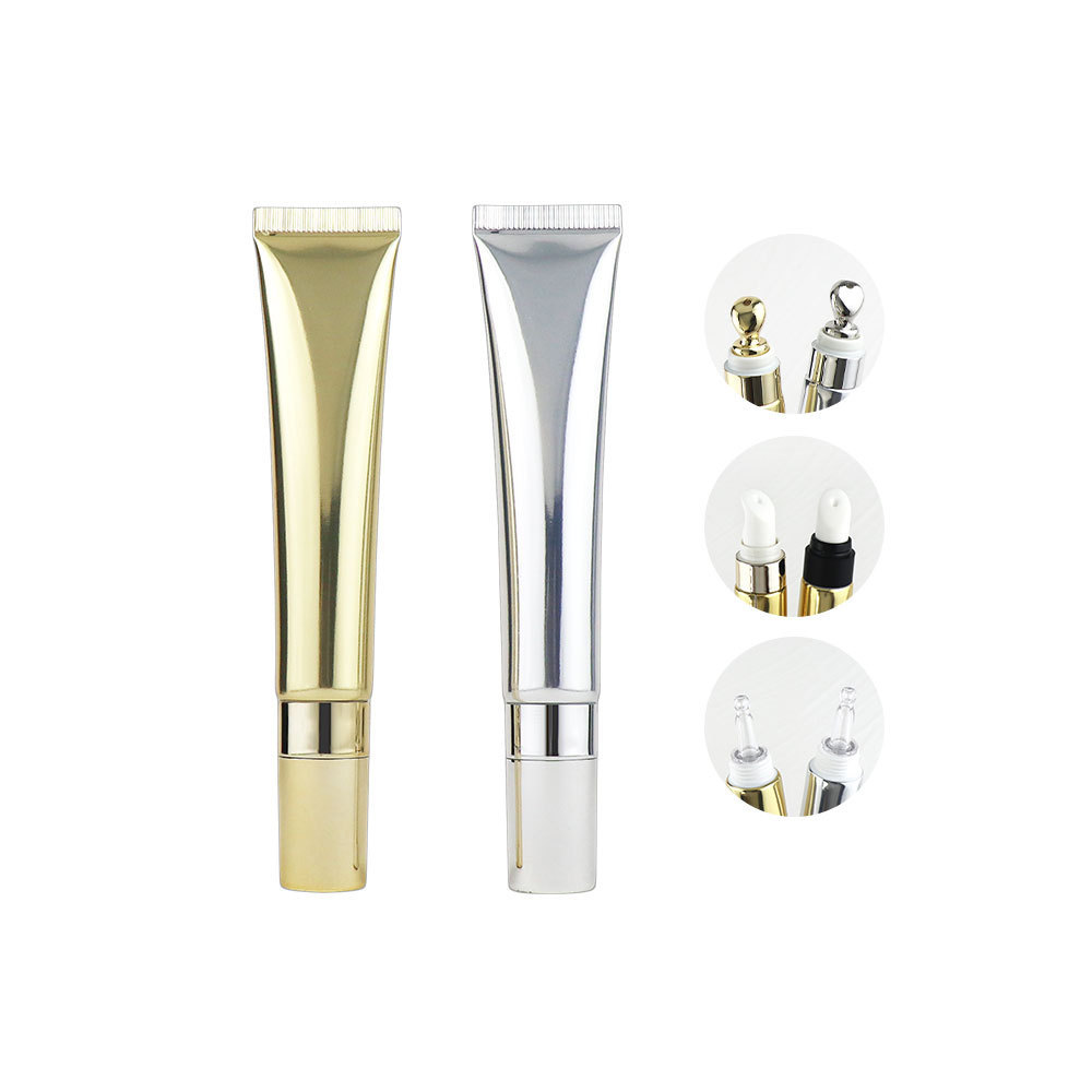 [In stock]20g high-gloss gold and silver aluminum-plastic cosmetic hose 20ml zinc alloy/ceramic/water drop/pump head eye cream tube,best recommendation