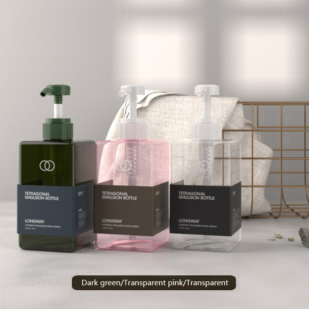 450ml square bottle lotion bottle hand sanitizer shampoo shower gel PETG facial cleanser plastic bottle，hot selling product