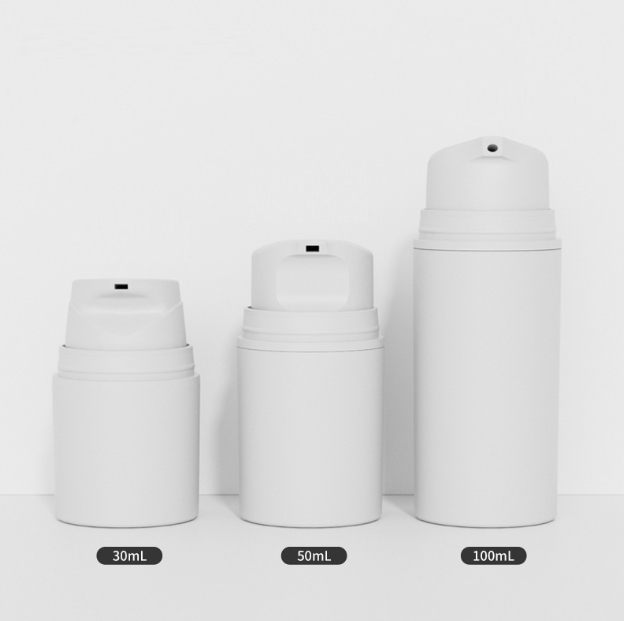 30-100ML long mouth vacuum lotion bottle plastic press lotion vacuum bottle with cap
