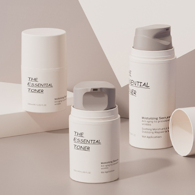 30-100ML long mouth vacuum lotion bottle plastic press lotion vacuum bottle with cap