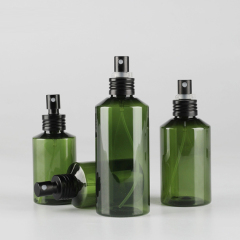 [In stock]50ml-200ml dark green oblique shoulder aluminum oxide spray head plastic spray bottle，best recommendation