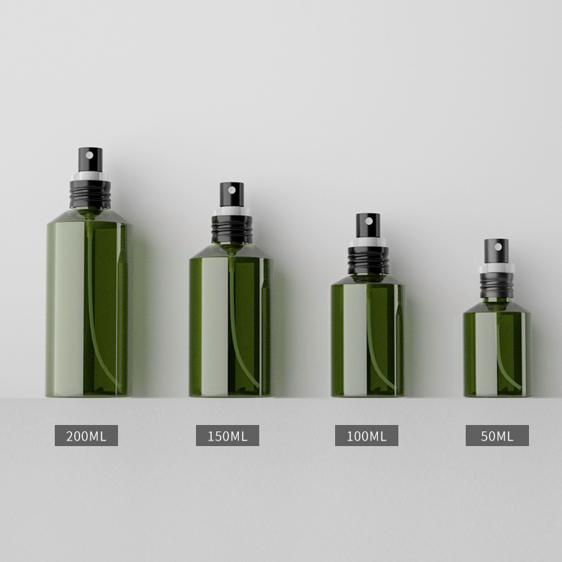 [In stock]50ml-200ml dark green oblique shoulder aluminum oxide spray head plastic spray bottle，best recommendation