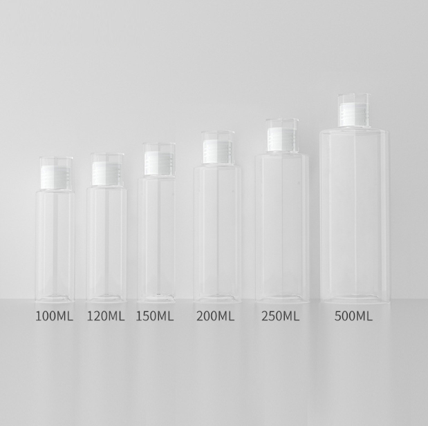 [In stock]100-500ML flat shoulder cover bottle, PET plastic bottle, flip cover inner plug cosmetics packaging bottle,hot selling product