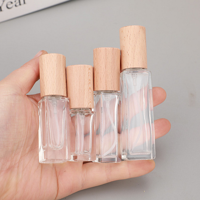 [In stock]5/10/20ML wooden cover perfume spray glass bottle,the treasure of the shop