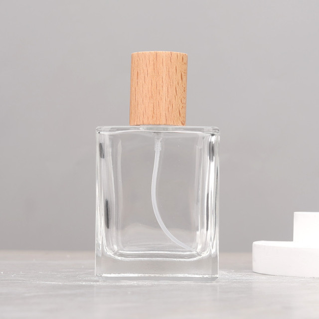 [In stock]30/50ML perfume bottle square glass spray bottle walnut，the treasure of the shop