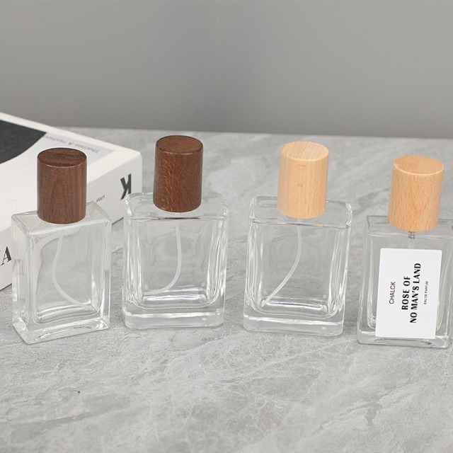 [In stock]30/50ML perfume bottle square glass spray bottle walnut，the treasure of the shop