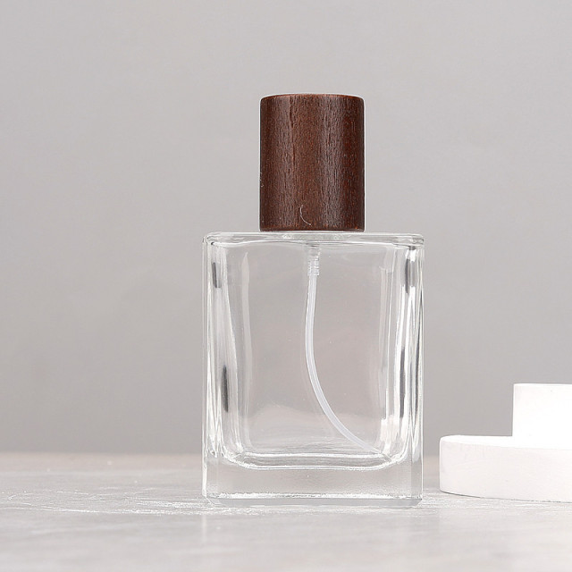 [In stock]30/50ML perfume bottle square glass spray bottle walnut，the treasure of the shop