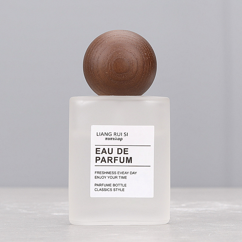 30ml 50ml frosted oval glass bottle with mist sprayer and  wooden ball cap