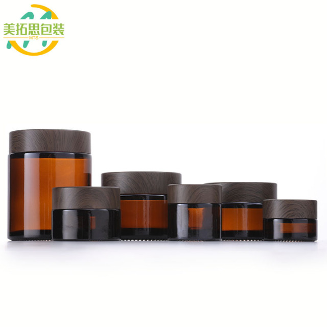 30g Wood Grain Cap Cream Jar 15g Eye Cream Face Cream Jar 5g 10g 50g 100g Amber Mask Jar Travel Bottle