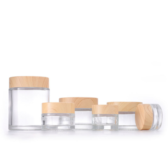 30g Wood Grain Lid Cream Bottle 15g Eye Cream Face Cream Bottle 5g10g50g100g Face Mask Jar Glass Refill Bottle