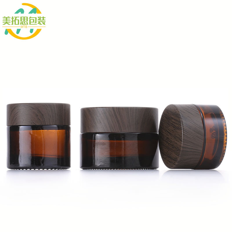 30g Wood Grain Cap Cream Jar 15g Eye Cream Face Cream Jar 5g 10g 50g 100g Amber Mask Jar Travel Bottle