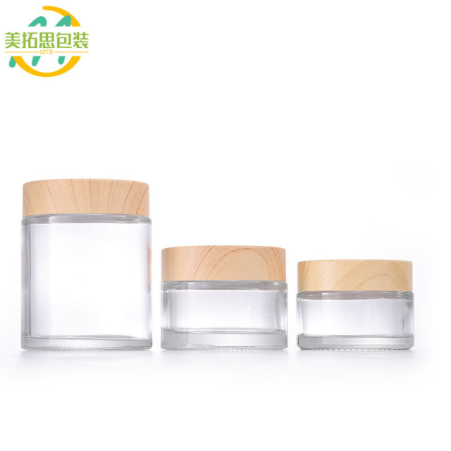 30g Wood Grain Lid Cream Bottle 15g Eye Cream Face Cream Bottle 5g10g50g100g Face Mask Jar Glass Refill Bottle
