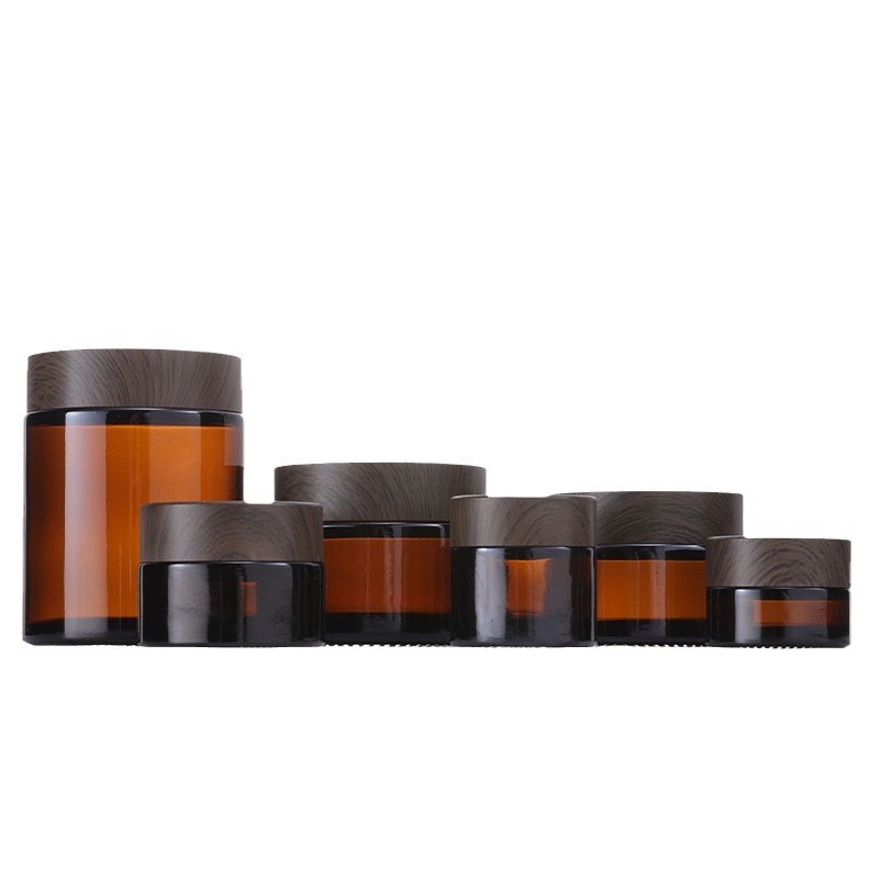 30g Wood Grain Cap Cream Jar 15g Eye Cream Face Cream Jar 5g 10g 50g 100g Amber Mask Jar Travel Bottle