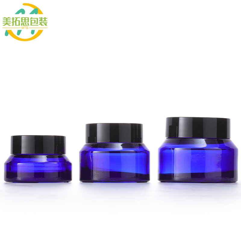 30g Blue Cream Jar 15g Original Blue Slanted Shoulder Face Cream Jar 50g Eye Cream Mask Jar Glass Refill Bottle