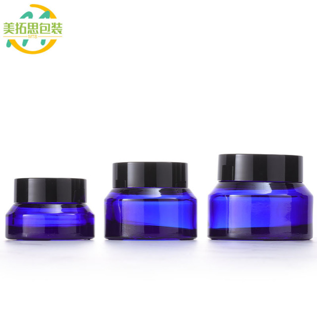 30g Blue Cream Jar 15g Original Blue Slanted Shoulder Face Cream Jar 50g Eye Cream Mask Jar Glass Refill Bottle