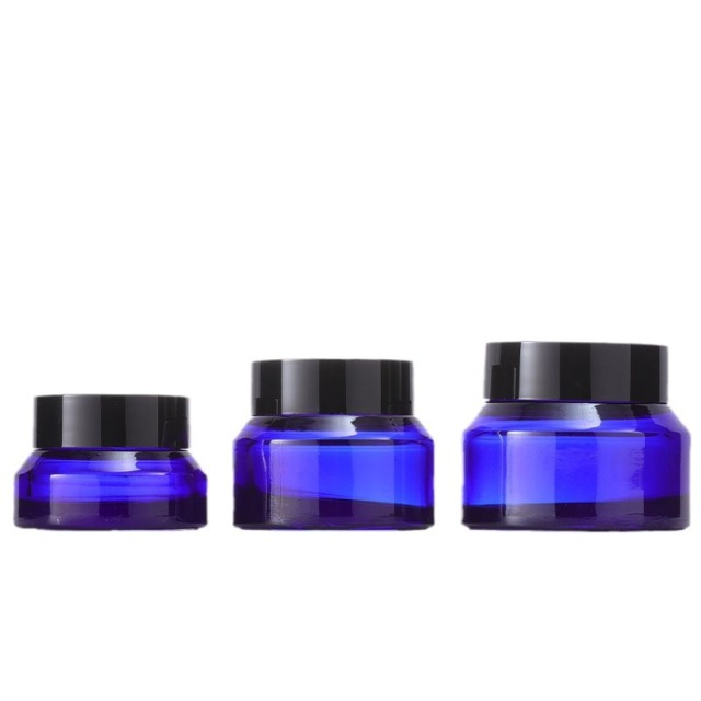 30g Blue Cream Jar 15g Original Blue Slanted Shoulder Face Cream Jar 50g Eye Cream Mask Jar Glass Refill Bottle