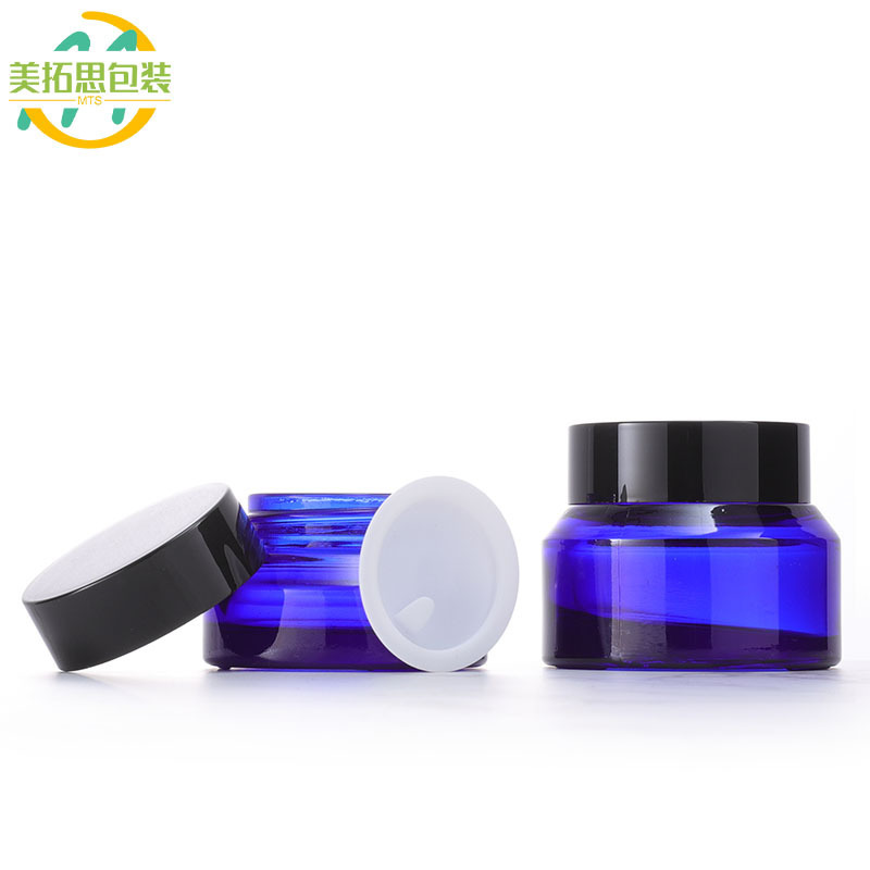30g Blue Cream Jar 15g Original Blue Slanted Shoulder Face Cream Jar 50g Eye Cream Mask Jar Glass Refill Bottle