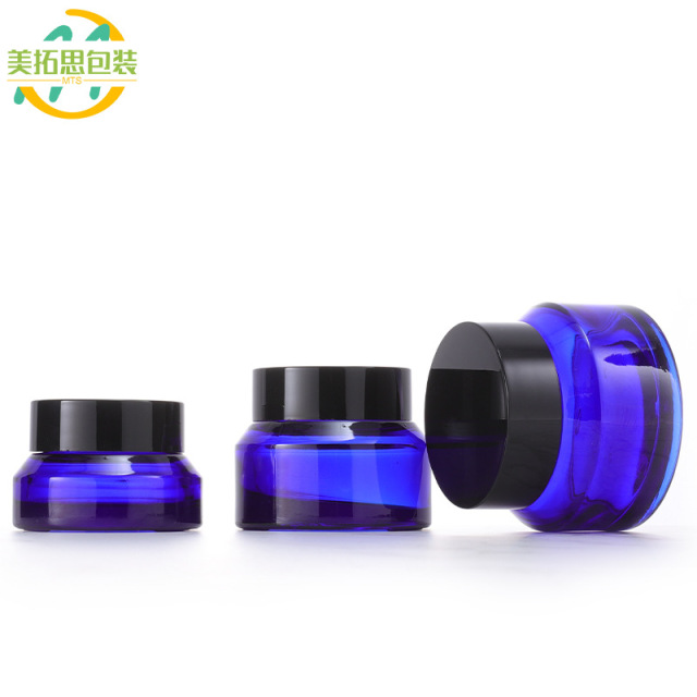 30g Blue Cream Jar 15g Original Blue Slanted Shoulder Face Cream Jar 50g Eye Cream Mask Jar Glass Refill Bottle