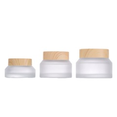 30g Wood Grain Lid Cream Jar 15g Slanted Shoulder Eye Cream Face Cream Jar 50g Mask Jar Glass Dispensing Bottle Water Transfer Printing