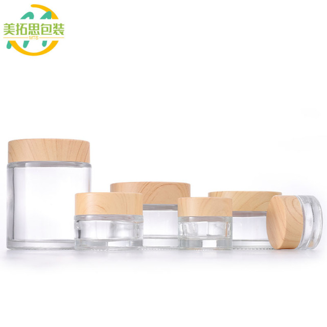 30g Wood Grain Lid Cream Bottle 15g Eye Cream Face Cream Bottle 5g10g50g100g Face Mask Jar Glass Refill Bottle