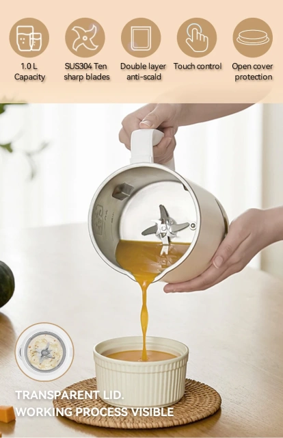 Customized 1000ML Electric Soymilk Maker - Stainless Steel Jar