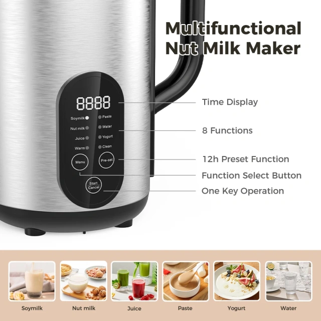 Nut Milk Maker Stainless Steel Soybean Milk Maker for Paste Soybean Milk