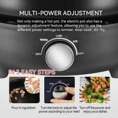 4L Detachable Hot Pot Round Nonstick Cooker Electric Skillets