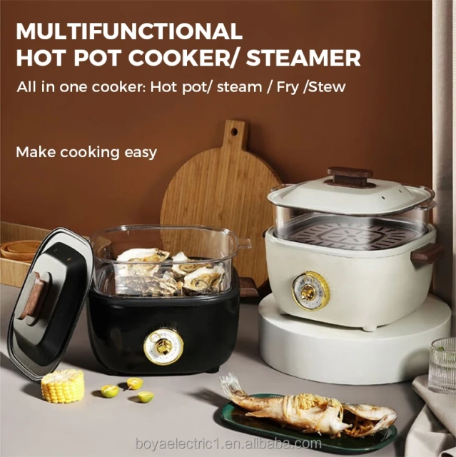 Hot Pot with Steamer Non-stick Hot Pot Cooker Multi-functional Cooker