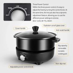 4L Detachable Hot Pot Round Nonstick Cooker Electric Skillets