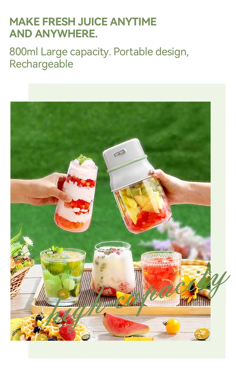 Rechargeable Bottle Blender Wireless Portable Blender Battery Powere