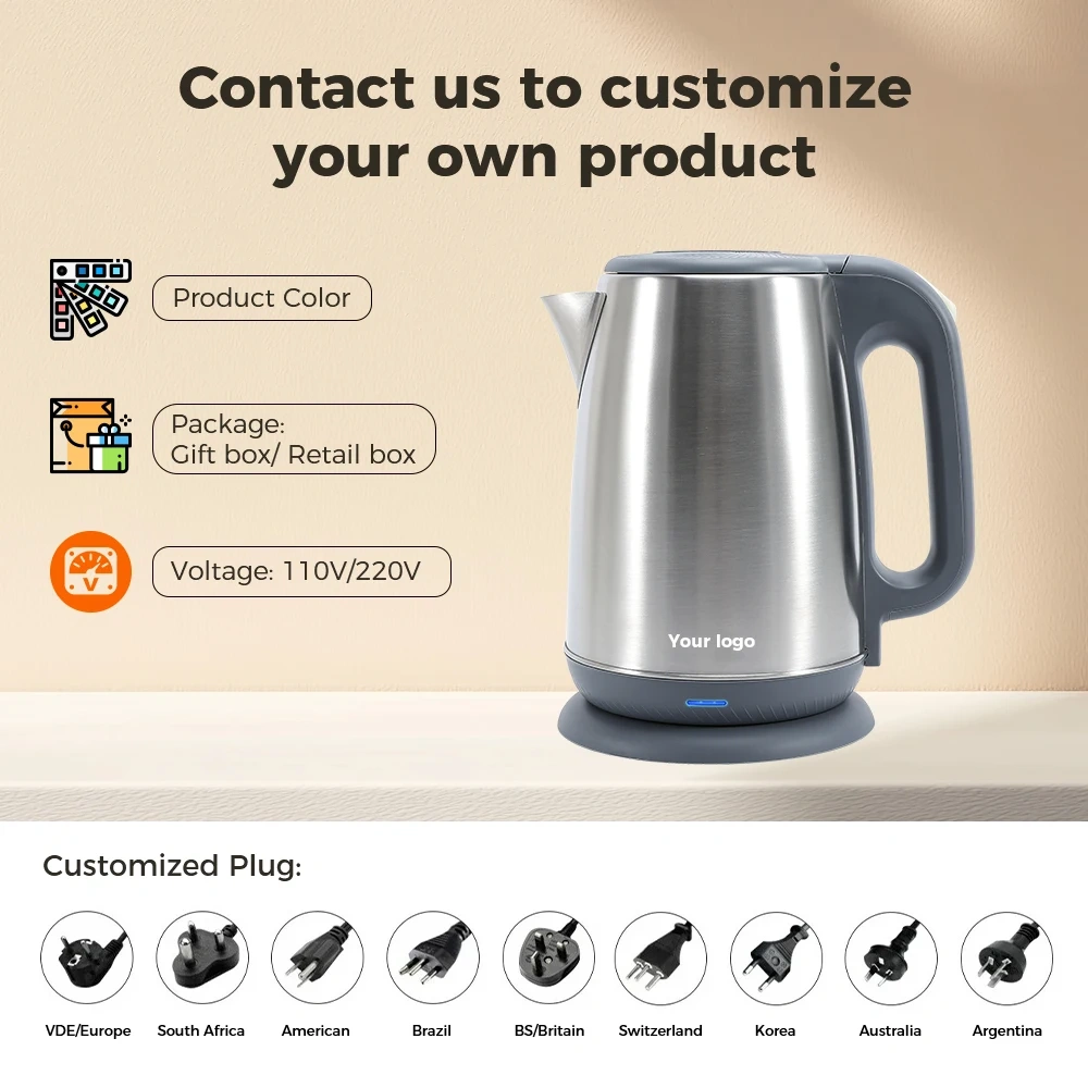 1.8L 304 stainless steel Electric Kettle for Home & Hotel & office
