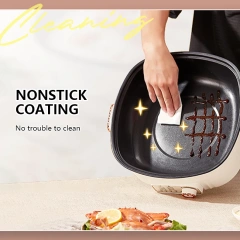 6L Hot Pot Cooker Soup Cooker Nonstick Coating Mechanical Knob Control Electric Multifunctional Cooker