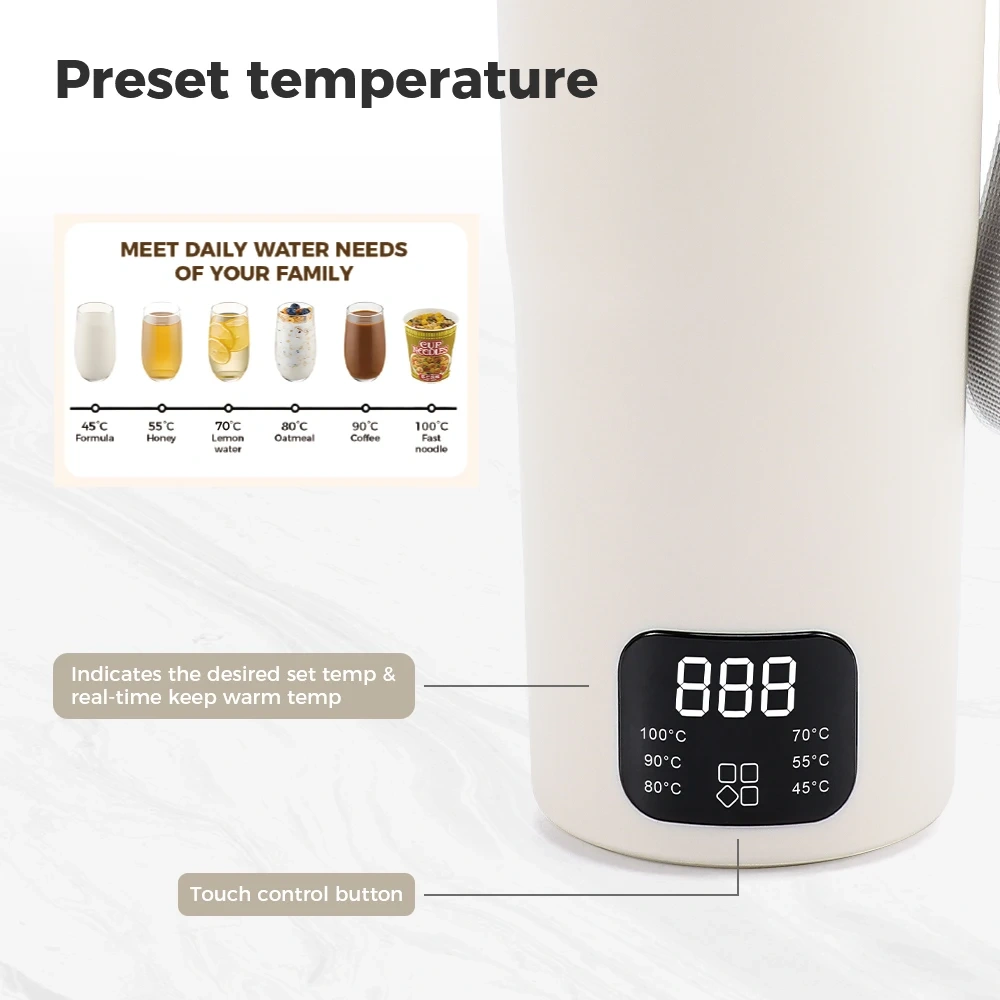 Portable Electric Kettle with Smart Temperature Control