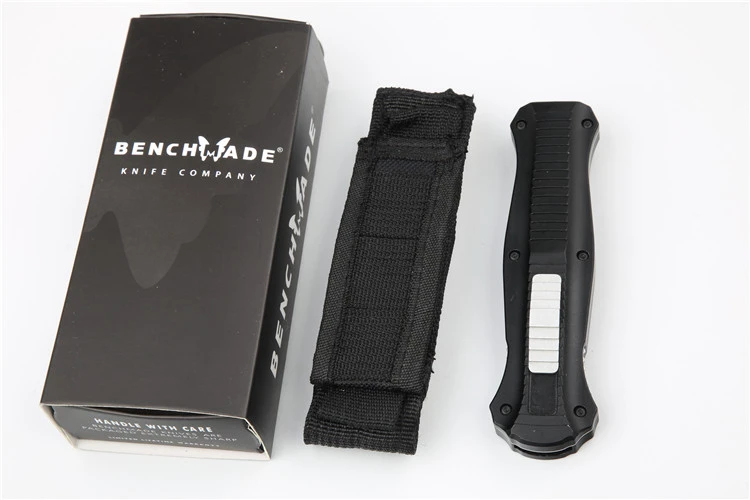 Benchmade 3300BK Infidel Dagger AUTO OTF Knife 3.85" D2 Black Double Edge Blade, Aviation Aluminum Handles