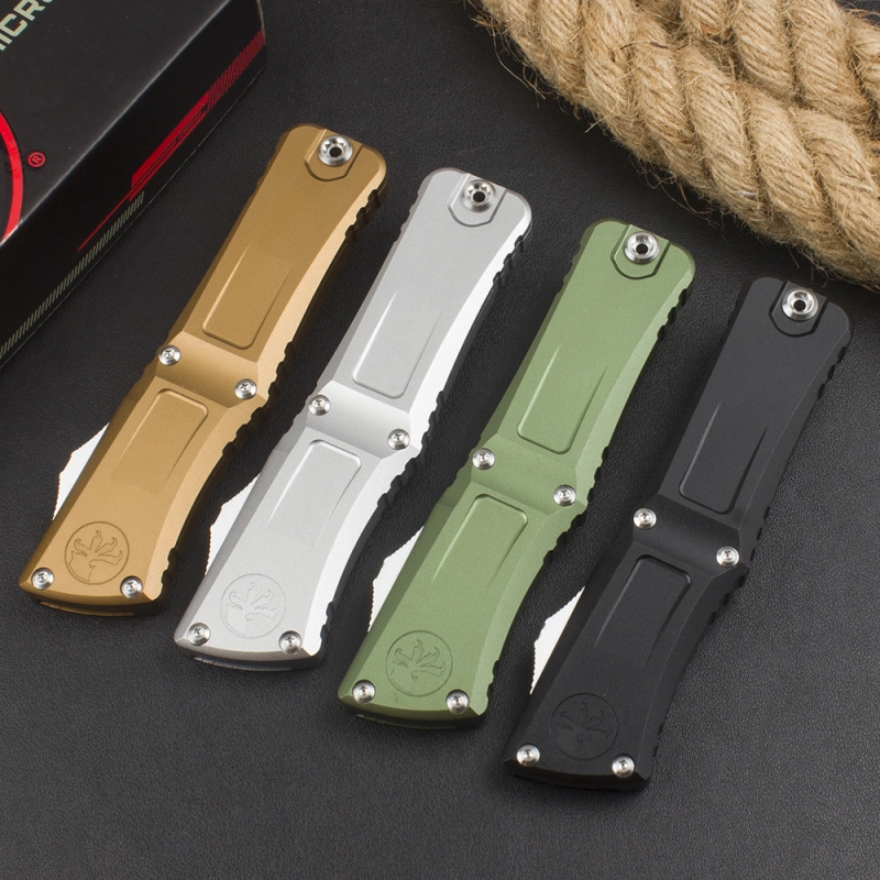 Microtech Combat Troodon Gen III AUTO OTF Knife 3.86" M390MK Stonewashed Tanto Blade, Aviation Aluminum Handles