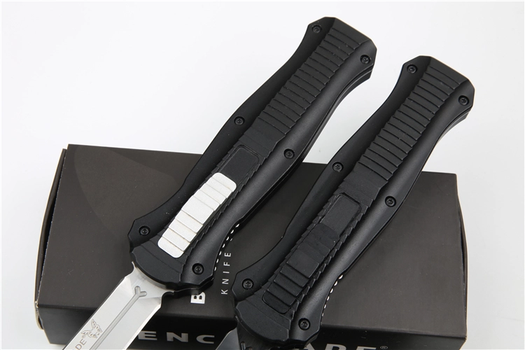 Benchmade 3300BK Infidel Dagger AUTO OTF Knife 3.85" D2 Black Double Edge Blade, Aviation Aluminum Handles