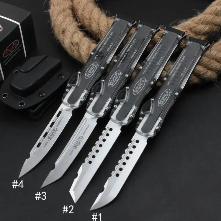 Microtech Marfione Custom Knives Halo VI OTF AUTO 4.33" Elmax Blade, Black Aluminum Alloy+ABS Handles