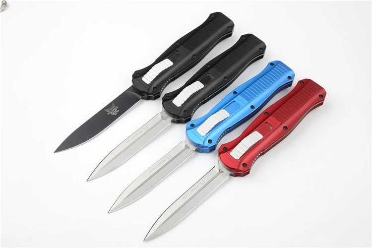 Benchmade 3300BK Infidel Dagger AUTO OTF Knife 3.85" D2 Black Double Edge Blade, Aviation Aluminum Handles