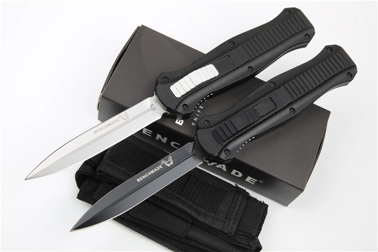 Benchmade 3300BK Infidel Dagger AUTO OTF Knife 3.85" D2 Black Double Edge Blade, Aviation Aluminum Handles