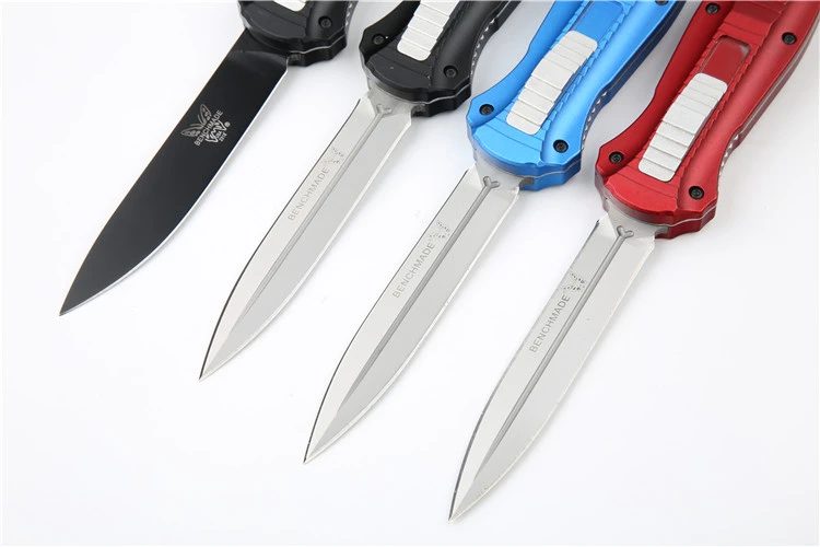 Benchmade 3300BK Infidel Dagger AUTO OTF Knife 3.85" D2 Black Double Edge Blade, Aviation Aluminum Handles
