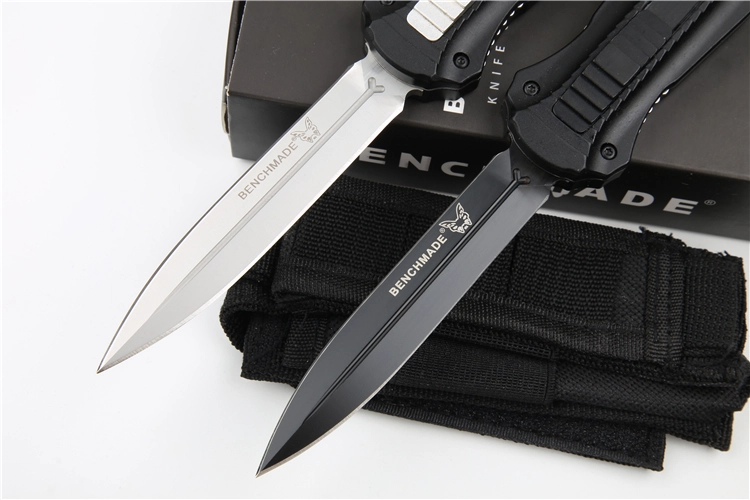 Benchmade 3300BK Infidel Dagger AUTO OTF Knife 3.85" D2 Black Double Edge Blade, Aviation Aluminum Handles