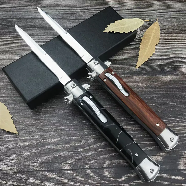 2 Style Italy Classical 11'' AKC OTF AUTO Knife 4.72" 440 Steel Blade, Resin+Alloy Handles