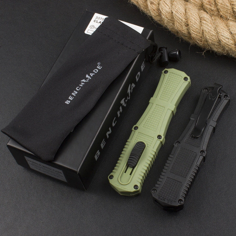 Benchmade 3370GY Claymore OTF AUTO Knife 3.74" CPM-D2 Double Edge Dagger Blade, Grivory Handles