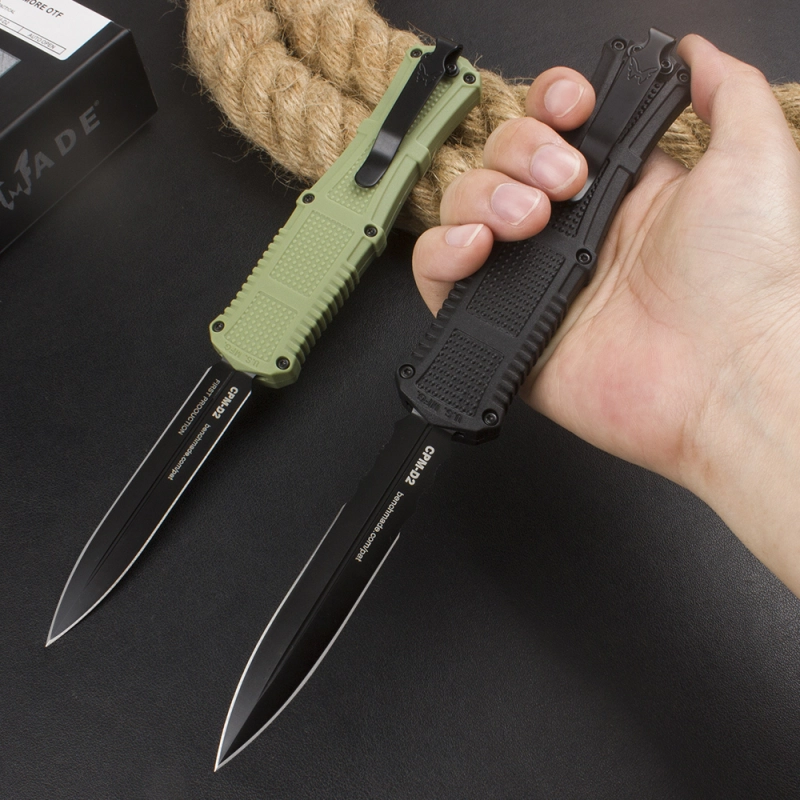 Benchmade 3370GY Claymore OTF AUTO Knife 3.74" CPM-D2 Double Edge Dagger Blade, Grivory Handles