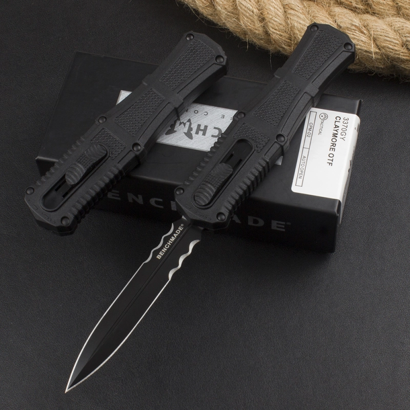 Benchmade 3370GY Claymore OTF AUTO Knife 3.74" CPM-D2 Double Edge Dagger Blade, Grivory Handles