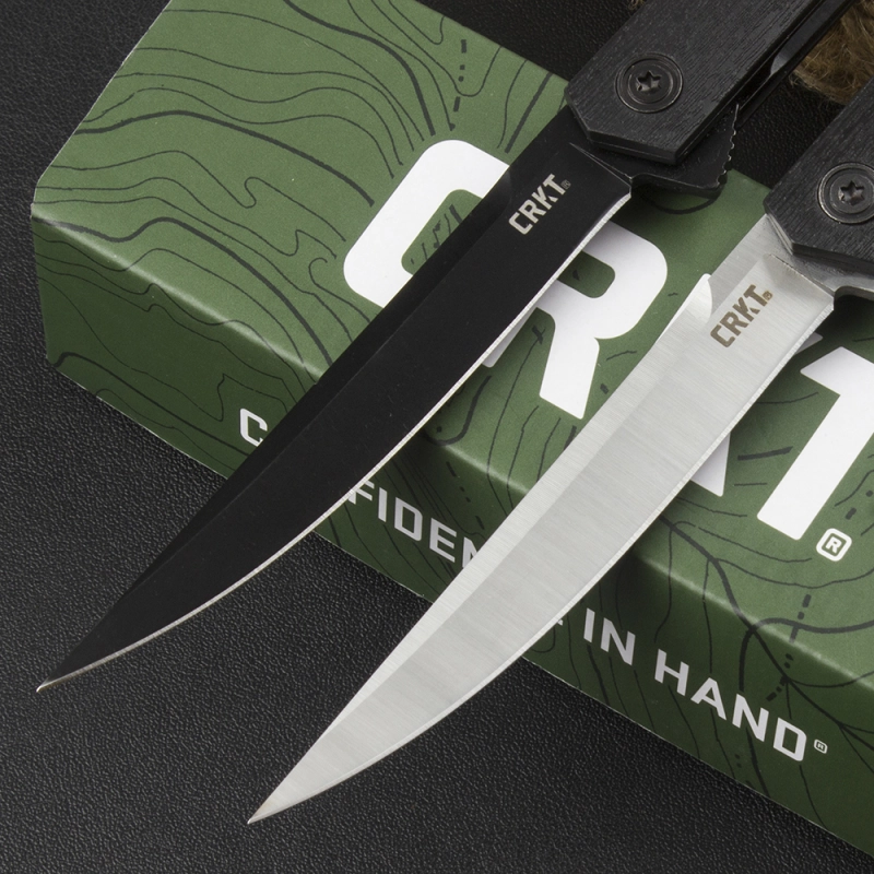 CRKT 7097 Rogers CEO Gentleman's Flipper Knife 3.35" 8Cr13mov Satin Plain Blade, Black ABS Handles, Liner Lock