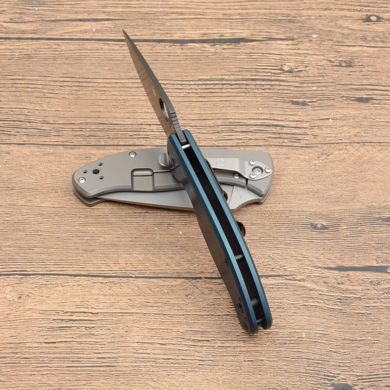 Spy C122 Frame Lock Folding Knife 3.35" S35V Satin Plain Blade, Titanium Handles