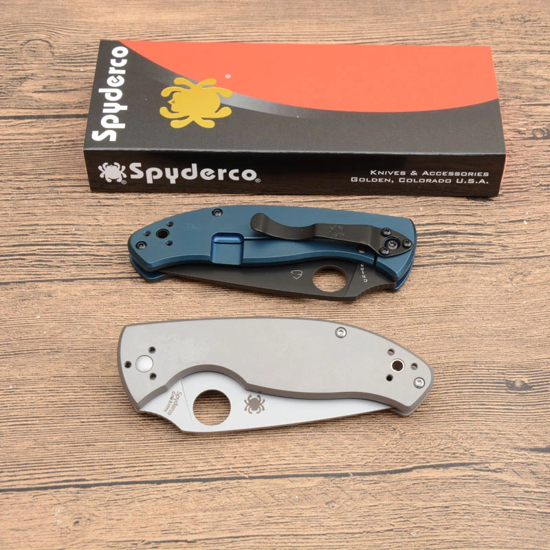 Spy C122 Frame Lock Folding Knife 3.35" S35V Satin Plain Blade, Titanium Handles