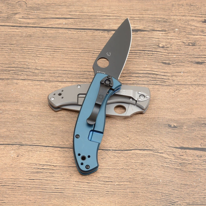 Spy C122 Frame Lock Folding Knife 3.35" S35V Satin Plain Blade, Titanium Handles