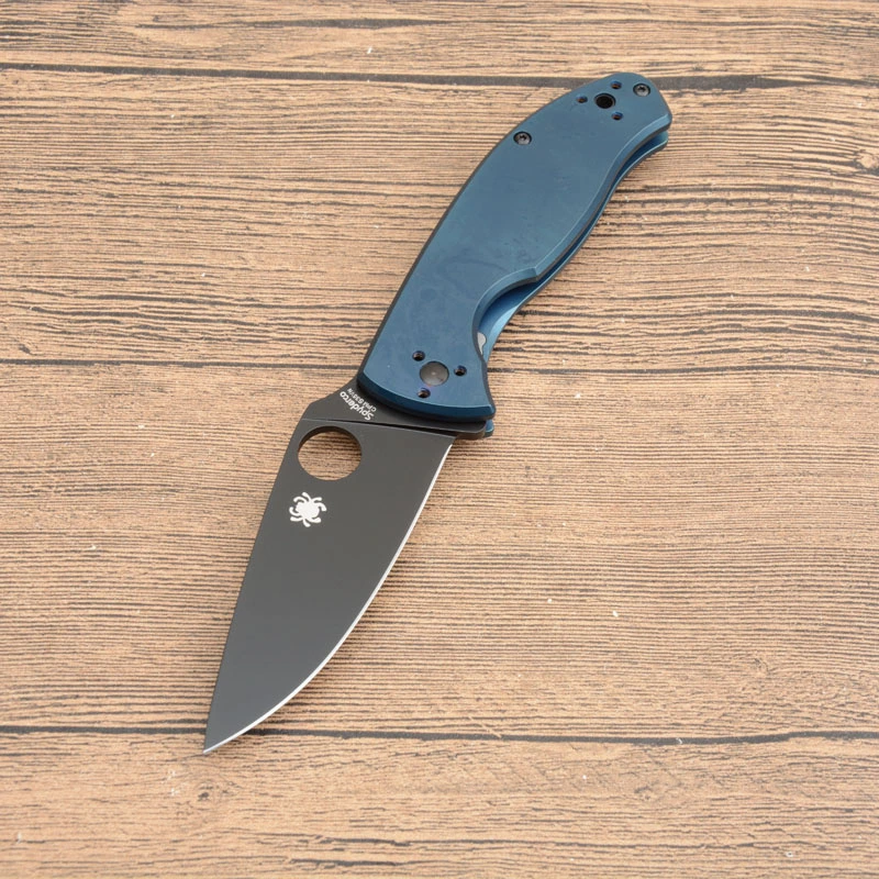 Spy C122 Frame Lock Folding Knife 3.35" S35V Satin Plain Blade, Titanium Handles